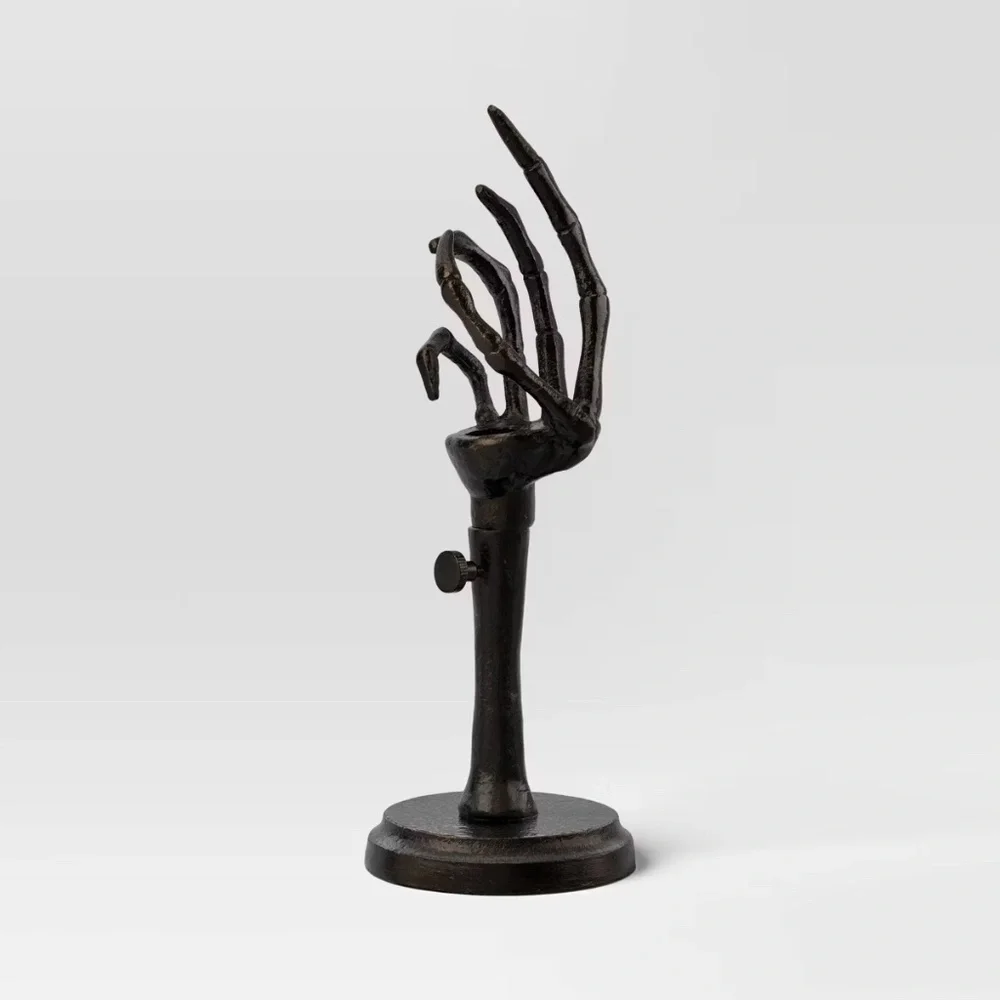 Skeleton Hand Adjustable Taper Candle Holder Aluminum Black - Threshold - Picture 1 of 13